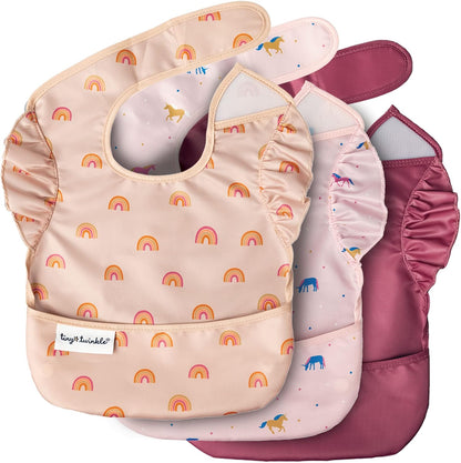 Tiny Twinkle Mess-Proof Easy Bib 3 Pack front view in Unicorn design