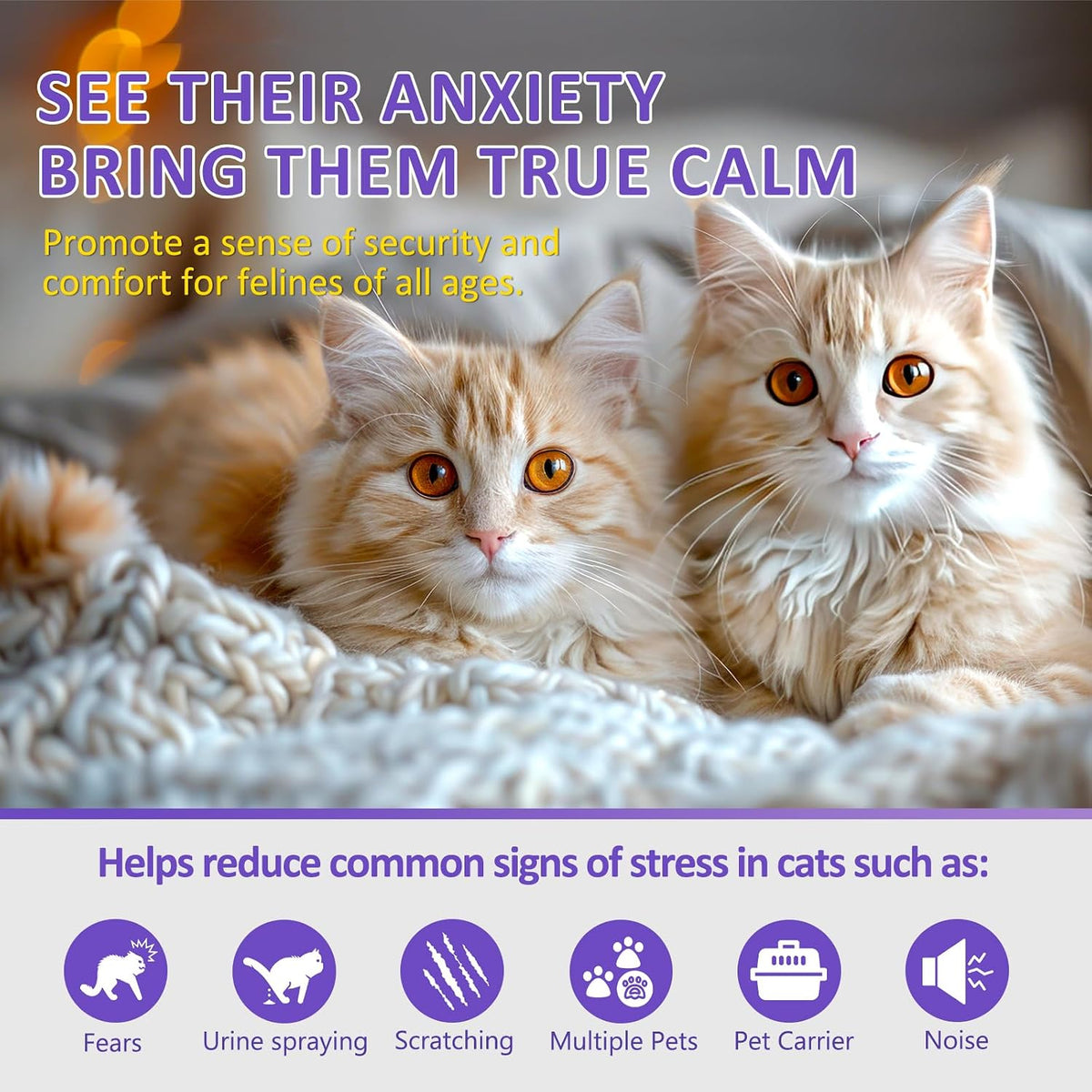 Two plug-in diffuser units with four forty-eight milliliter calming pheromone refills.