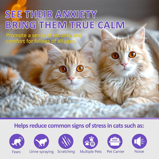 Two plug-in diffuser units with four forty-eight milliliter calming pheromone refills.