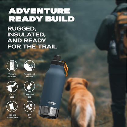 Premium imported Asobu dog water bottle with treat storage base