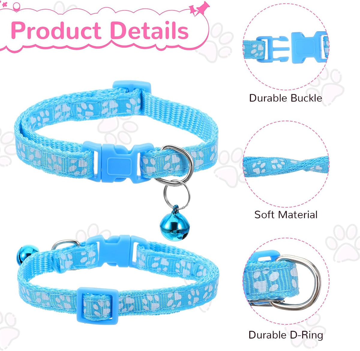 Guduling pet collar safety features demonstrating the integrated low light reflective design elements.