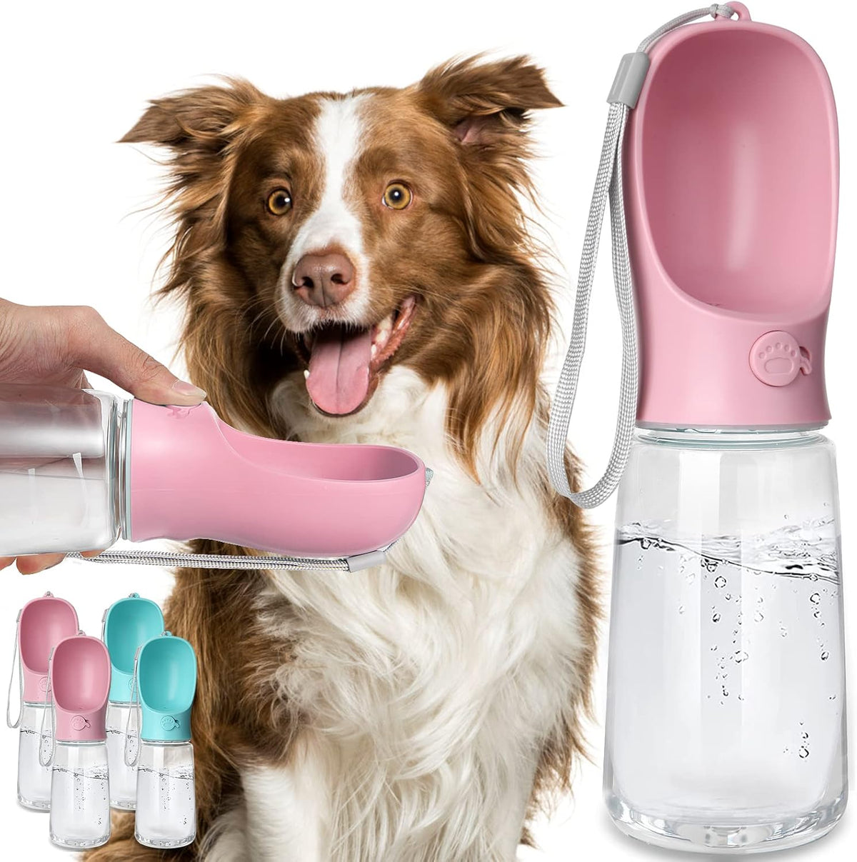 Kalimdor Dog Water Bottle, Leak Proof Portable Puppy Water Dispenser with Drinking Feeder for Pets Outdoor Walking, Hiking, Travel, Food Grade Plastic (19oz Blue) - Image 11