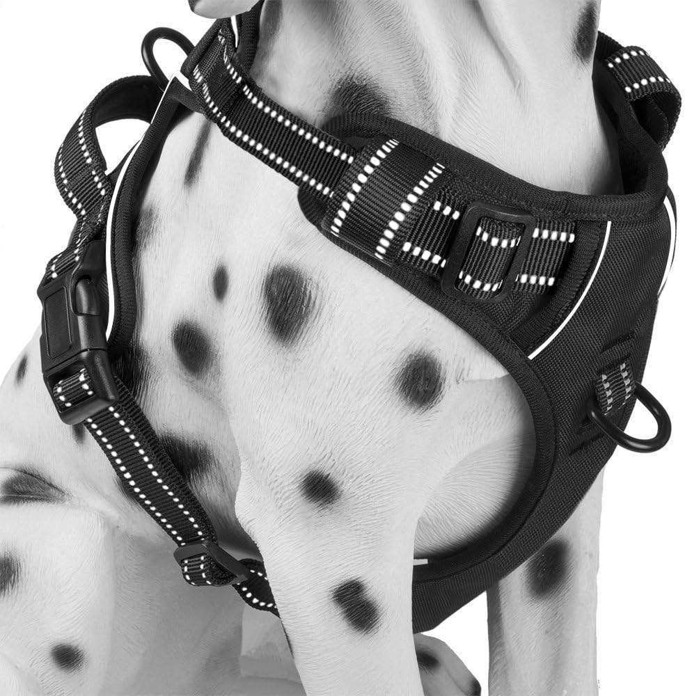PoyPet No Pull Dog Harness, Reflective Comfortable Vest Harness with Front & Back 2 Leash Attachments and Easy Control Handle Adjustable Soft Padded Pet Vest for Small Medium Large Dogs (Mint Blue,M) - Image 9