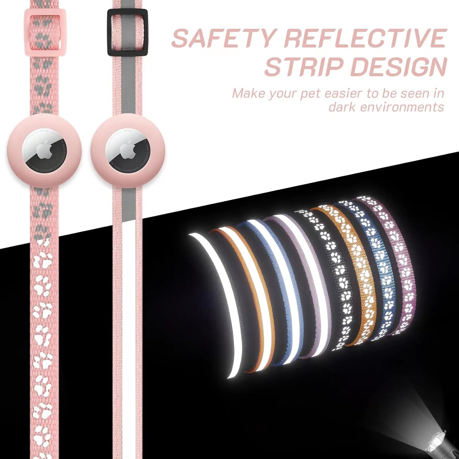 LAFAYI adjustable pet collar with removable silver locating bell and silicone tracking case