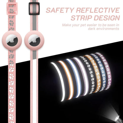 LAFAYI adjustable pet collar with removable silver locating bell and silicone tracking case