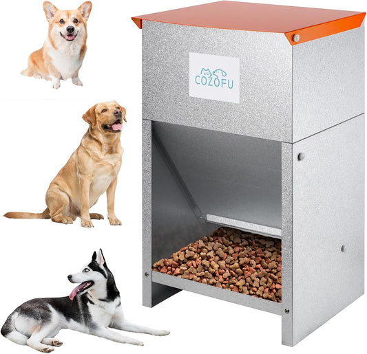 Cozofu galvanized metal dog feeder front view automatic gravity dispenser India