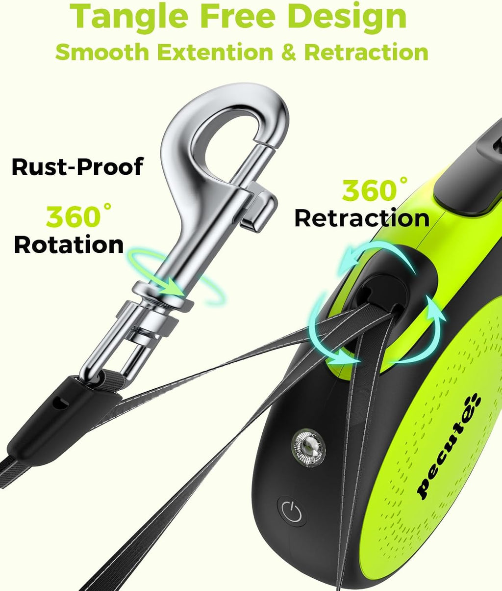 Pecute retractable leash showing length extension