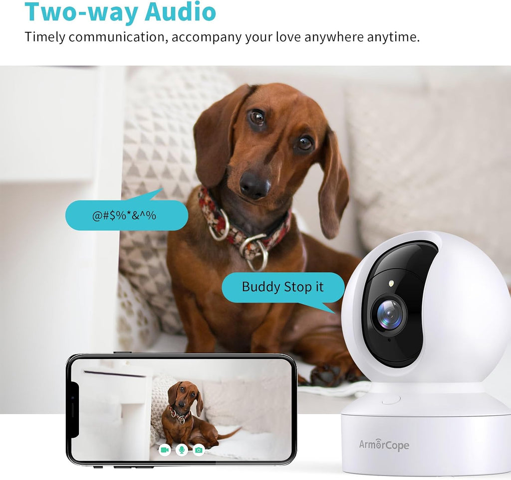 Armorcope smart dog camera showing 360 degree pan and tilt function
