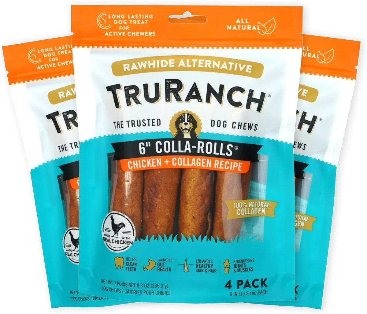 Close up view of the textured 6 inch bully collagen rolls
