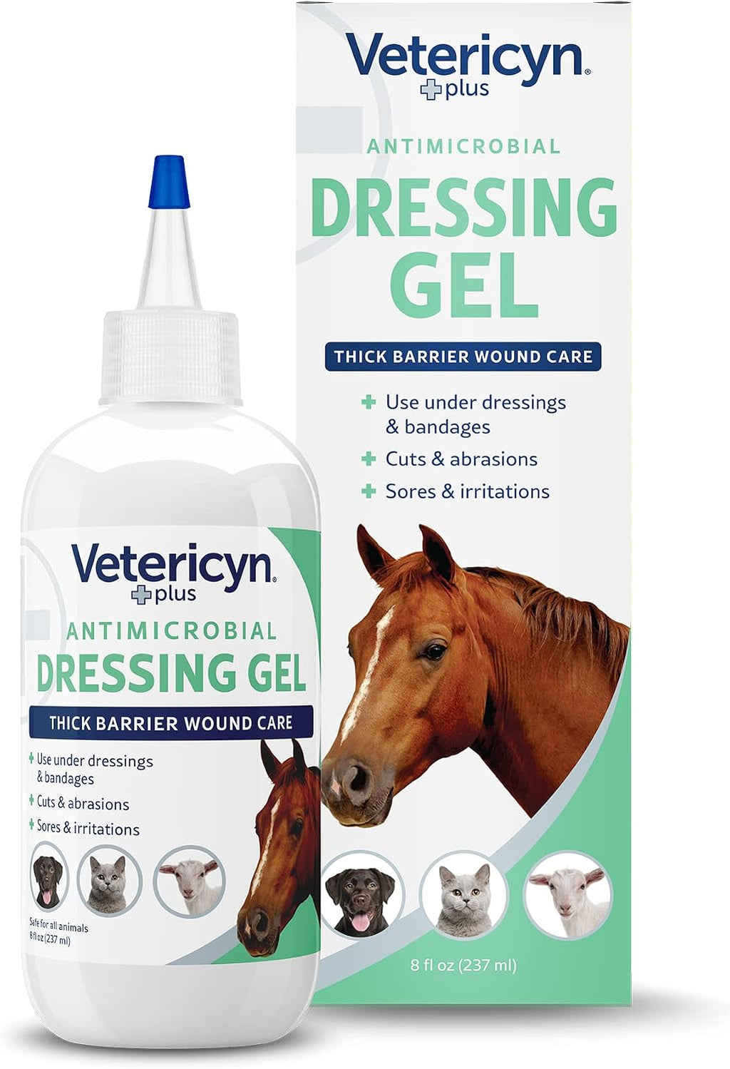 Vetericyn Plus Antimicrobial Dressing Gel 8 Fluid Ounces front view