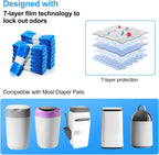 HUPIRCT tear resistant blue plastic replacement film cartridge showing the universal fit mechanism for standard waste bins