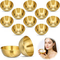 SynHHergyx Face Ice Bath Bowl front view of 12 gold stainless steel mixing bowls for professional estheticians.