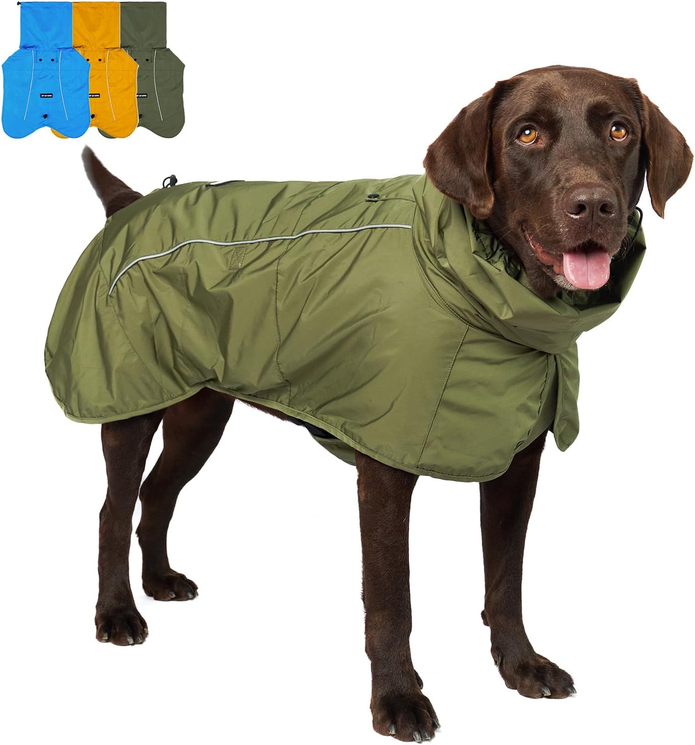 Tuff Pupper Waterproof Dog Raincoat | Full-Body Windproof Rain Jacket for Dogs | Reflective Strips | Breathable Mesh Lining | Adjustable Fit | Leash Port | Small Medium Large XL XXL Dogs (Blue, XS) - Image 9
