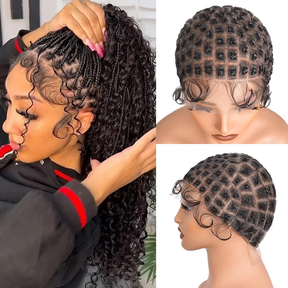 Suntefic braided wig cap with baby hair front view