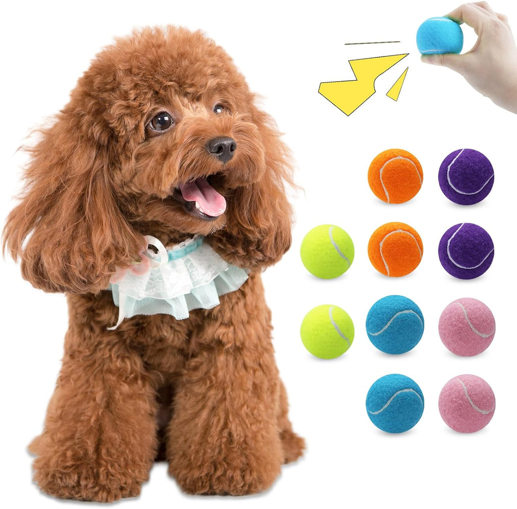 Magicorange 10 pack squeaky mini tennis balls front view