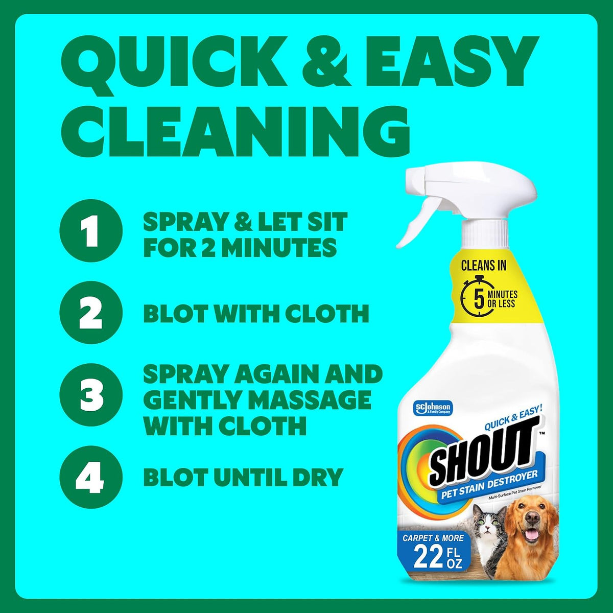 Shout Pet Stain Remover application on upholstery