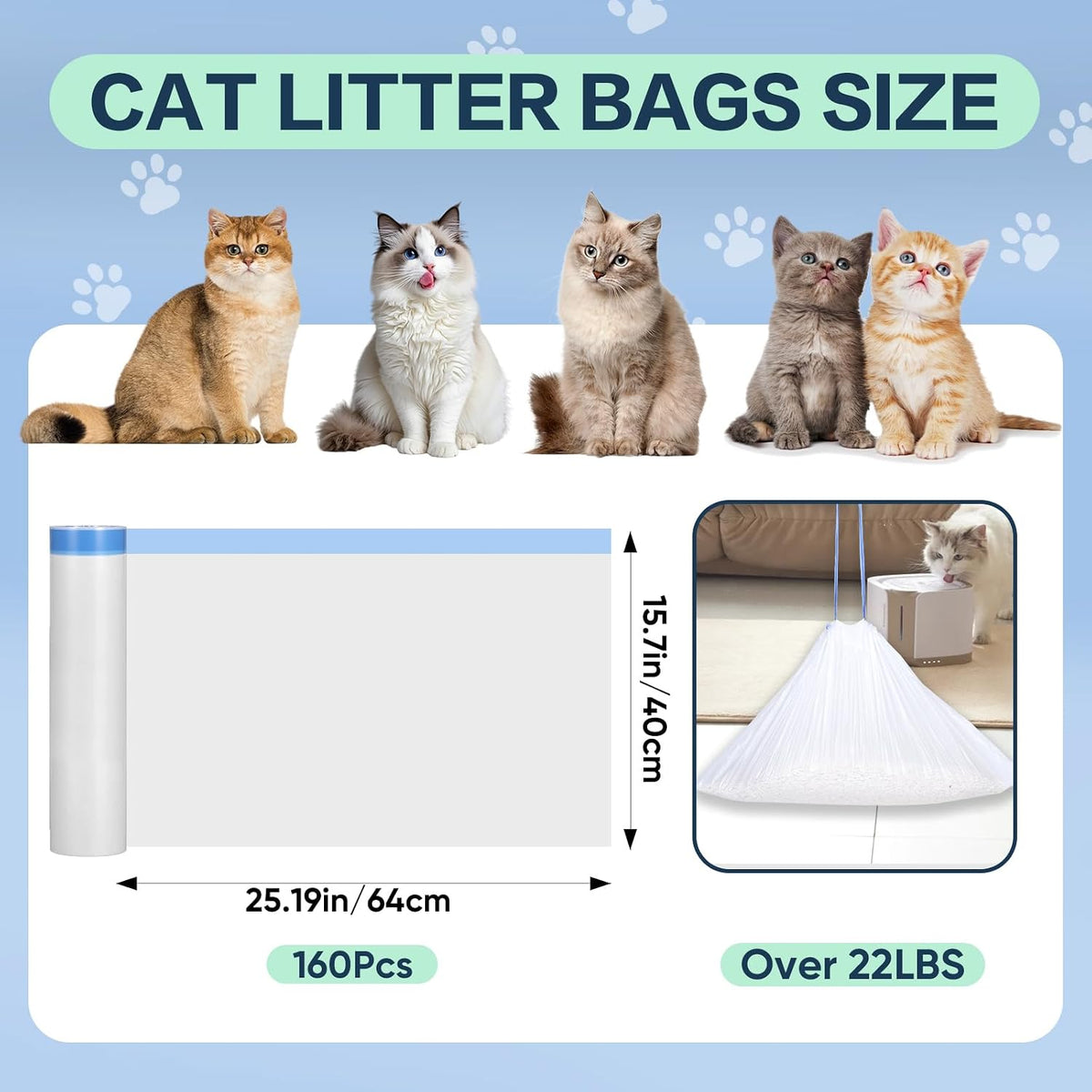 Heavy duty automatic litter box liners roll closeup