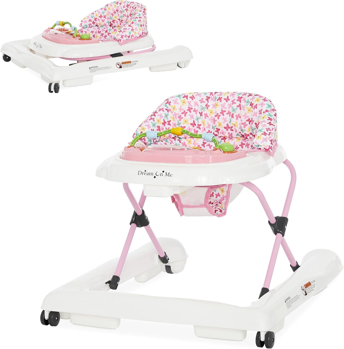 Dream On Me 2-in-1 Ava Baby Walker front view in Spring Pink