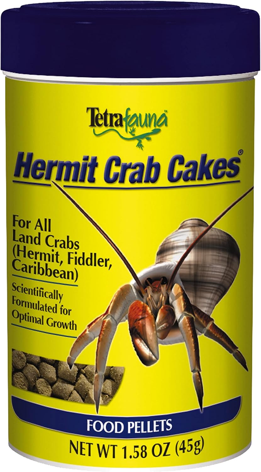 TetraFauna Hermit Crab Cakes front view container of imported land crab food pellets