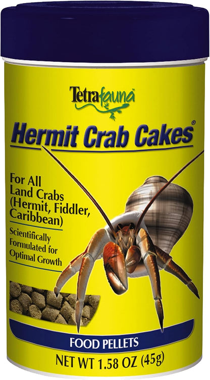 TetraFauna Hermit Crab Cakes front view container of imported land crab food pellets
