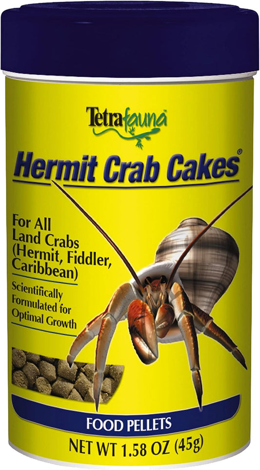 TetraFauna Hermit Crab Cakes front view container of imported land crab food pellets