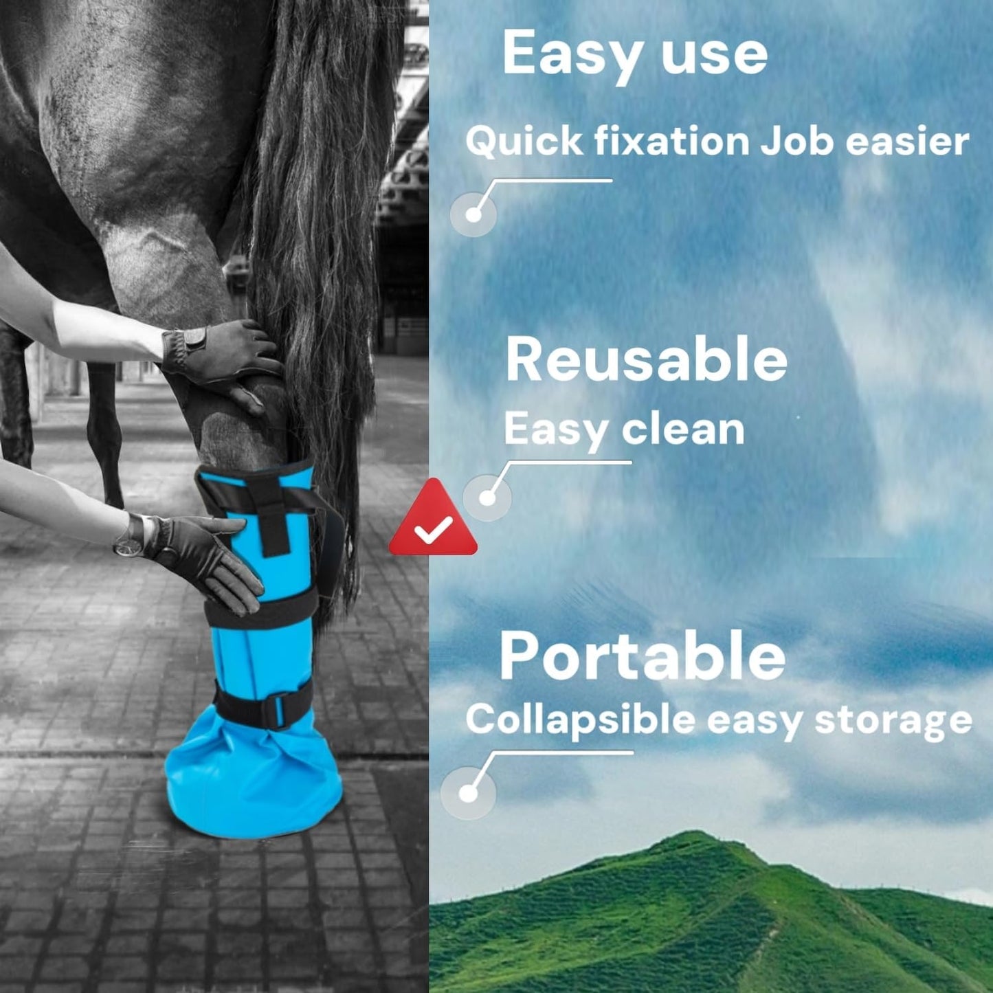 Garftai heavy duty horse boot for treating hoof abscesses and thrush ailments safely.