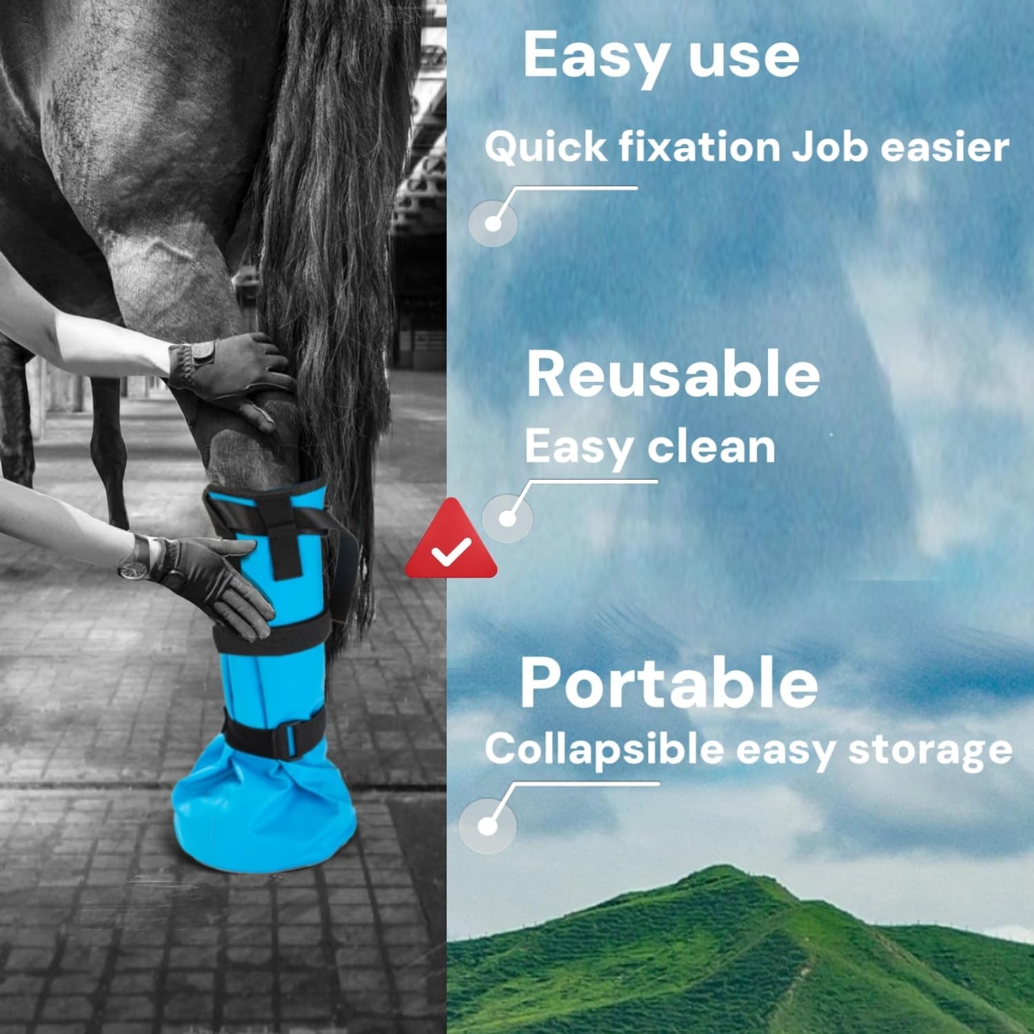 Garftai heavy duty horse boot for treating hoof abscesses and thrush ailments safely.