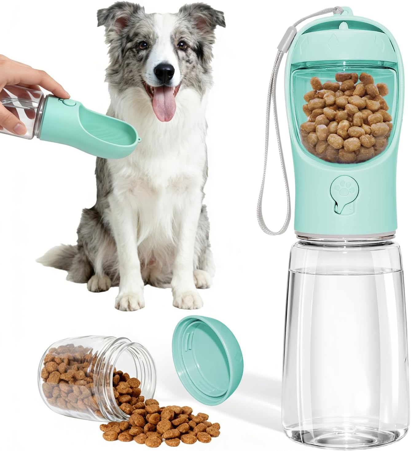 Dog Water Bottle, Portable Water Bottle with Food Container for Dogs Cat Pet Hiking Walking Travel Camping, Leak-Proof Dog Water Bowl Dispenser with Feeder Function Puppy Essentials - Image 12