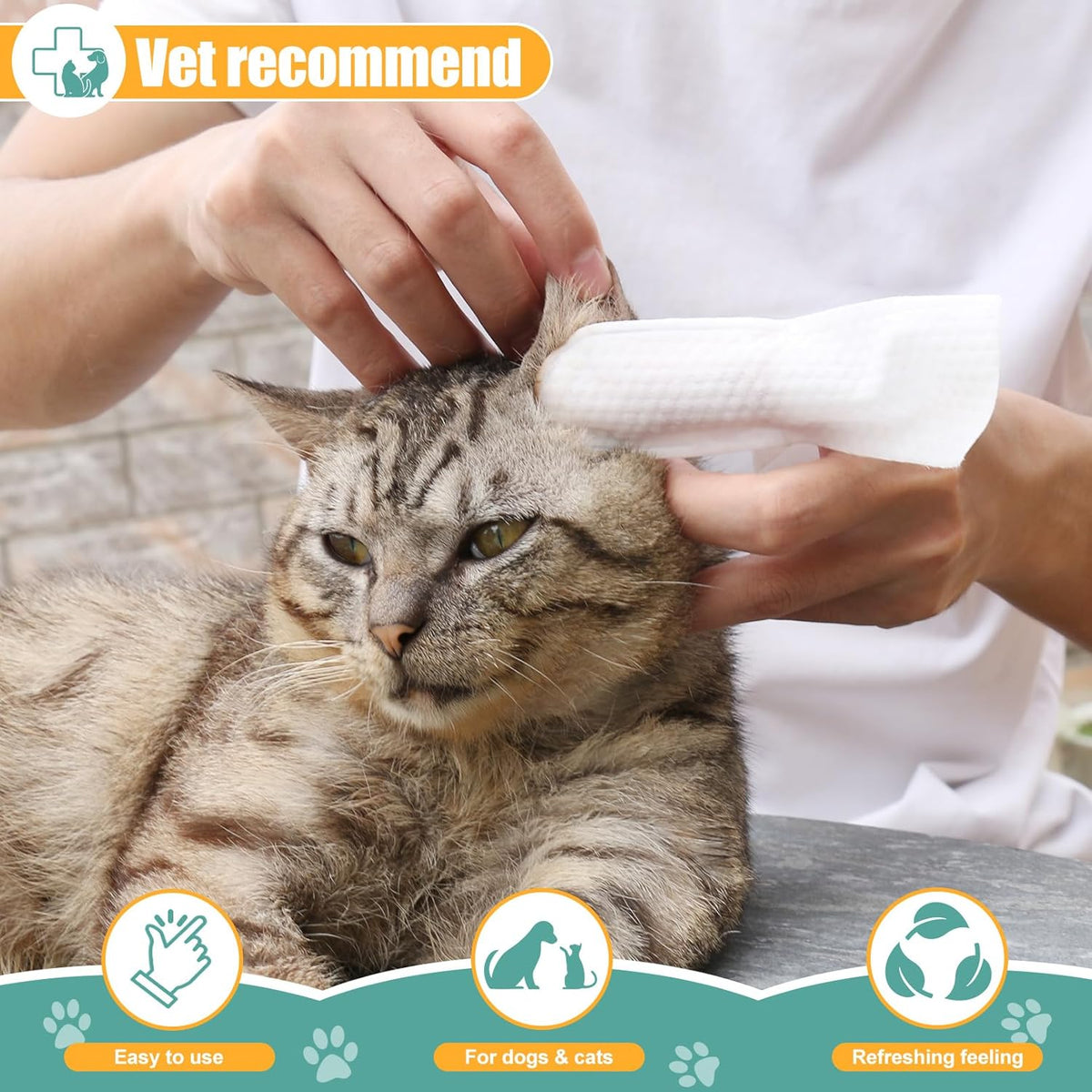 Ear Wipes for Dogs and Cats, Extra-Large Size Relief Finger Wipe Ear Cleaner to Stop Ear Itching and Infections, 50 Disposable Wipes - Image 9