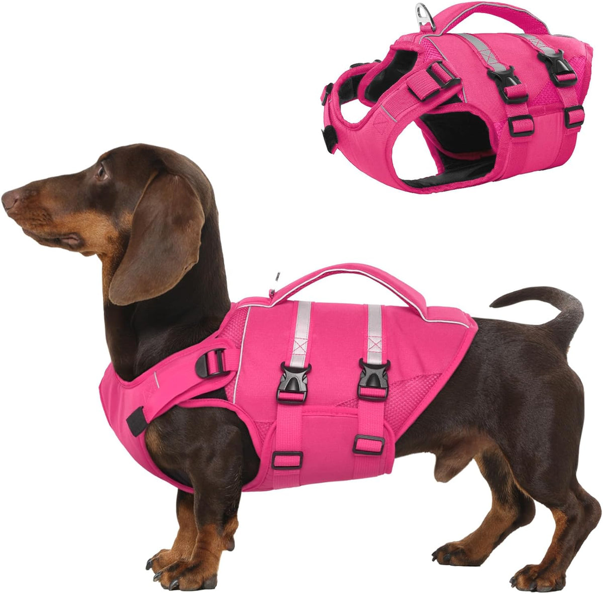 Kuoser Dog Life Jacket, High Flotation Dog Life Vest for Swimming Boating, Adjustable Ripstop Pet Lifesaver for Small Medium and Large Dogs, Reflective Safety Puppy Swimming Vest with Rescue Handle - Image 12