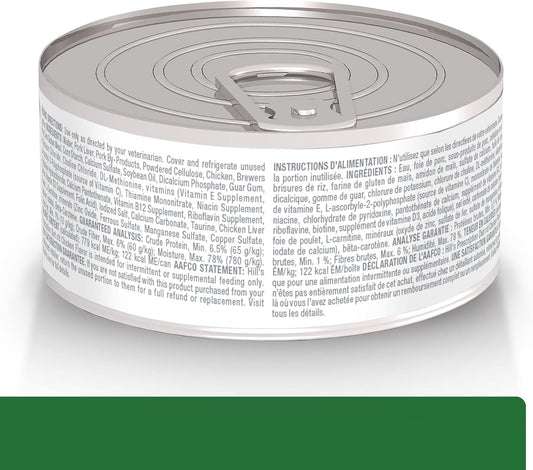 Hill's Prescription Diet rd weight loss chicken flavor canned food 24 pack packaging