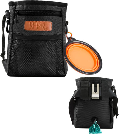 Dog Treat Training Pouch Easily Carries Pet Toys Kibble, Treats Built-in Poop Bag Dispenser 3 Ways to Wear Comes with a Foldable Silicone Bowl(Army Green) - Image 9