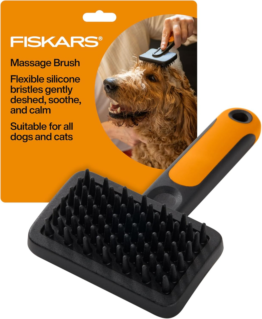 Fiskars Pet, Cat and Dog Brush, Fine Bristles & SoftGrip Handle for Gentle Grooming and Deshedding, Cat and Dog Supplies, Orange/Black - Image 11