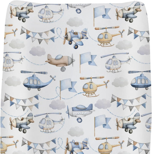 ZoUbqchY watercolor airplanes changing pad cover front view