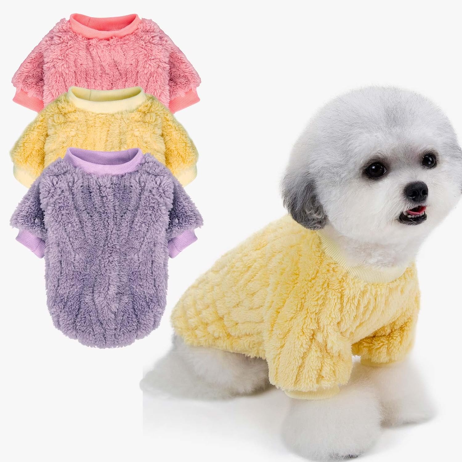 FabriCastle Dog Sweater, 3-Pack Dog & Cat Clothes, Ultra Soft and Warm Pet Jackets XXS XS for Small Dogs Boy & Girl, Winter Pet Apparel Costumes, Puppy Outfits (Grey,Blue,Dark Blue, Small) - Image 9