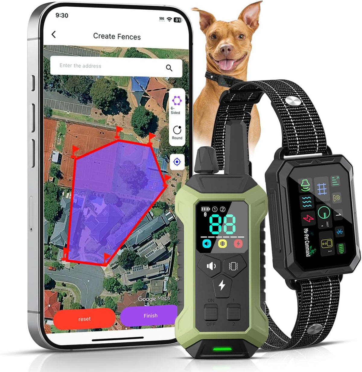 My Pet Command GPS Fence, No Subscription Wireless Dog Fence with APP, 6-Sided or Circular Fences, Tone, Vibration, Static Correction, Waterproof Rechargeable 2 Collar Kit - Image 9