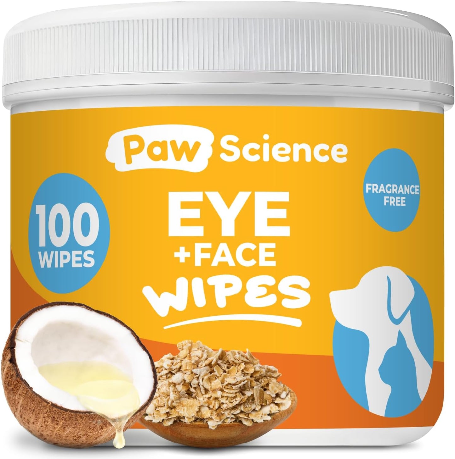 Premium 100 count dog eye wipes container illustrating safe use for sensitive eyes.