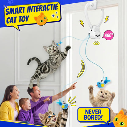 CATPICK electric kitten toy with flying bird attachment in motion