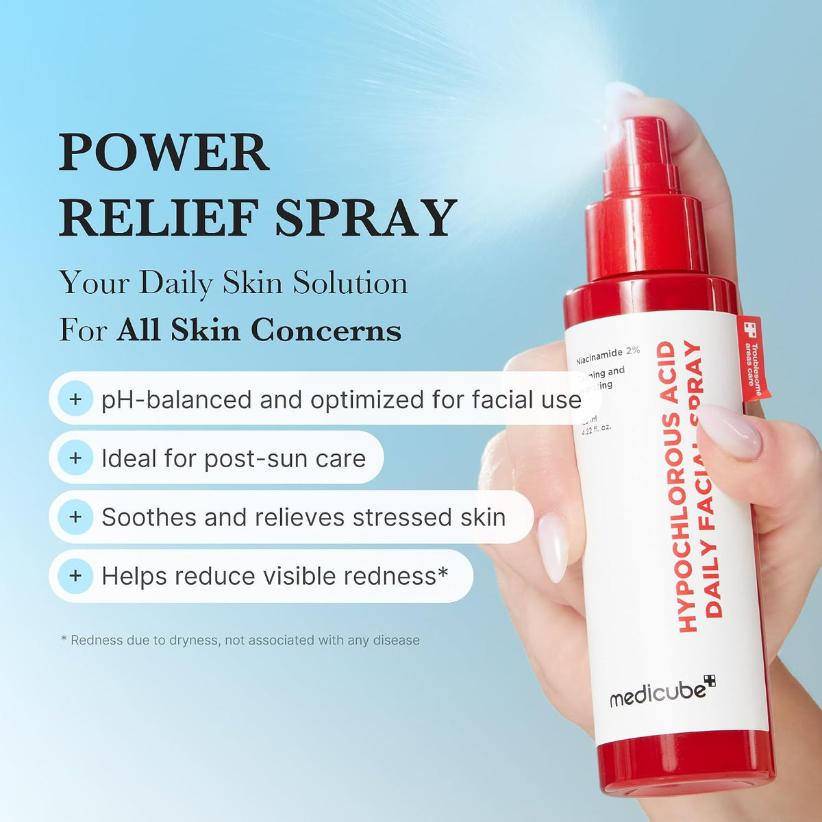 Medicube soothing facial mist bottle packaging angle
