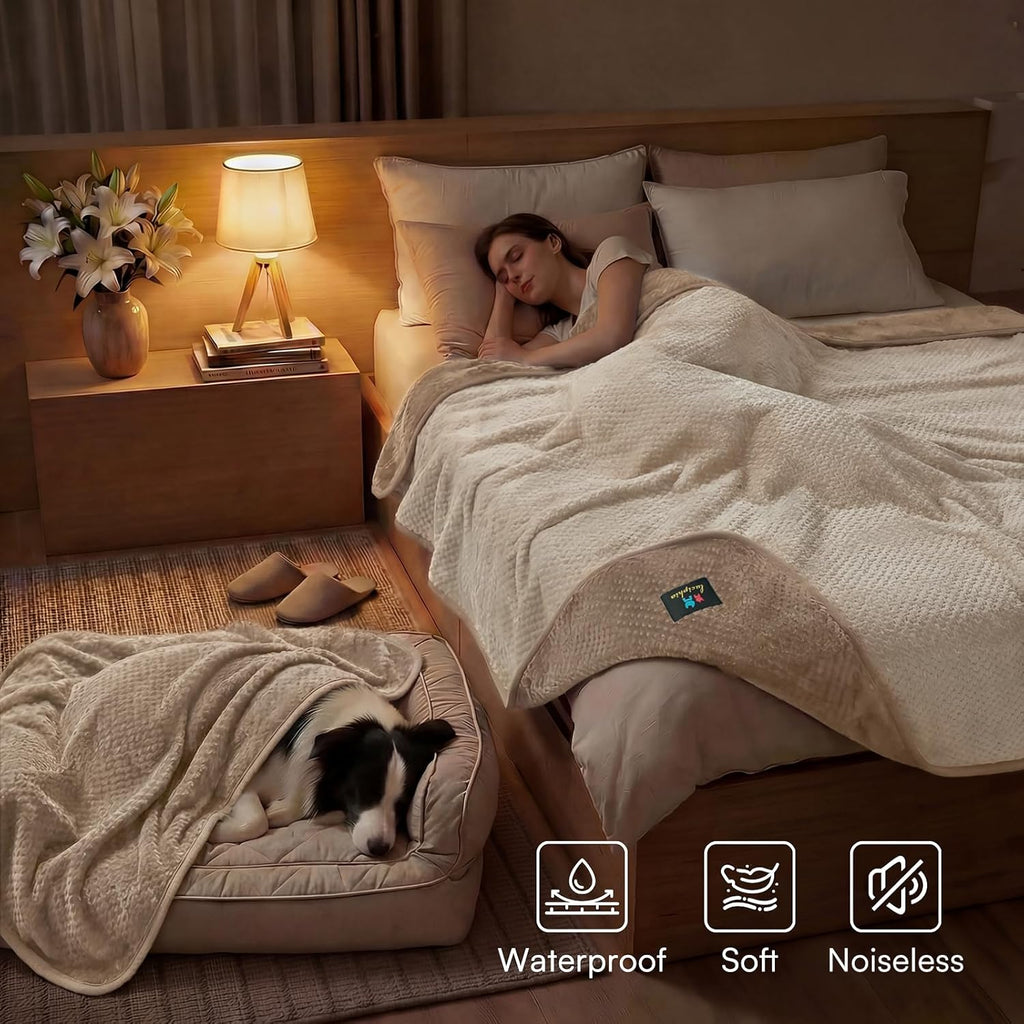 Large leakproof furniture protector covering a premium king size bed.