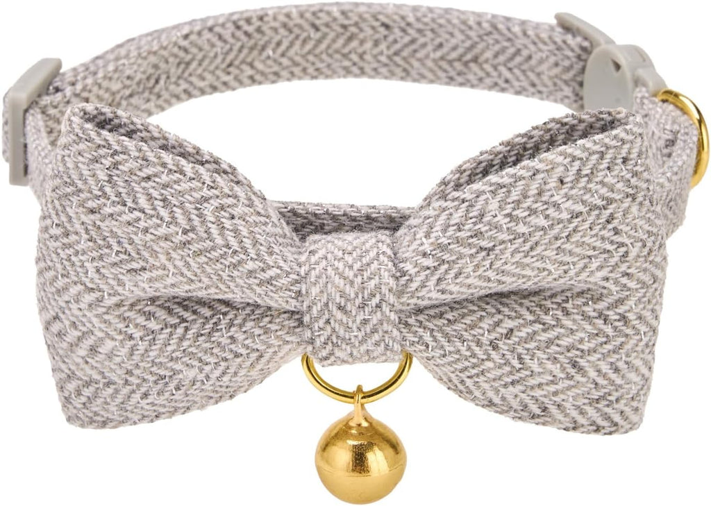 Breakaway Cat Collar with Bow Tie and Bell Adjustable Soft Corduroy Pink Kitten Collars for Girl Cats - Image 12