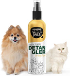 Close up view of Wagging Tails silky furr formula texture on long-haired pet coat.