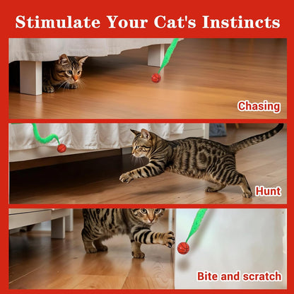 Cat chasing interactive bouncy ball toy