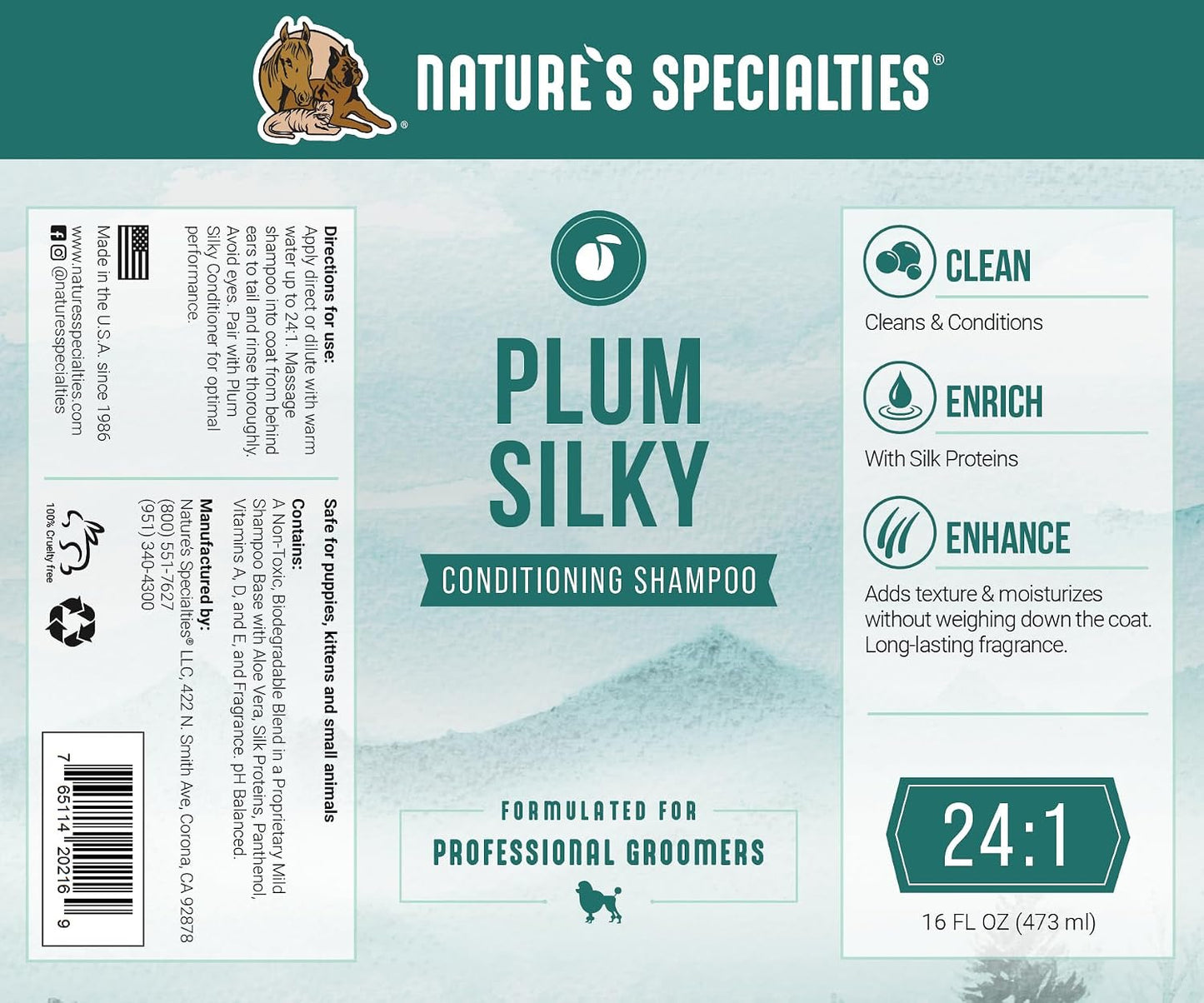 Pet being washed with Nature's Specialties Plum Silky shampoo