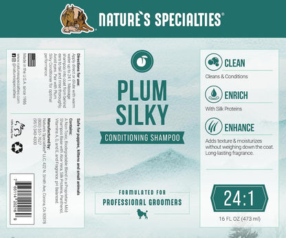 Pet being washed with Nature's Specialties Plum Silky shampoo