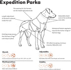 Adjustable neck and collar details on Hurtta dog parka