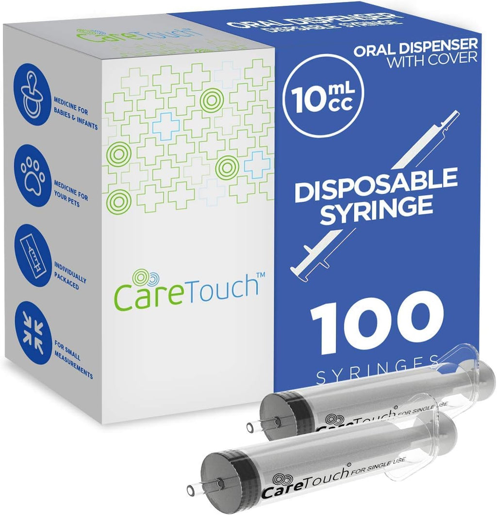 Care Touch 10ml oral dispenser syringe front view medical grade plastic