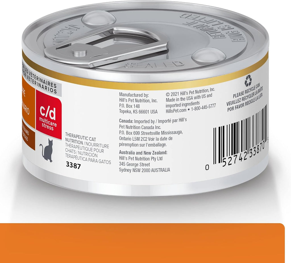Hill's Prescription Diet c/d Multicare Stress twenty four pack cans layout
