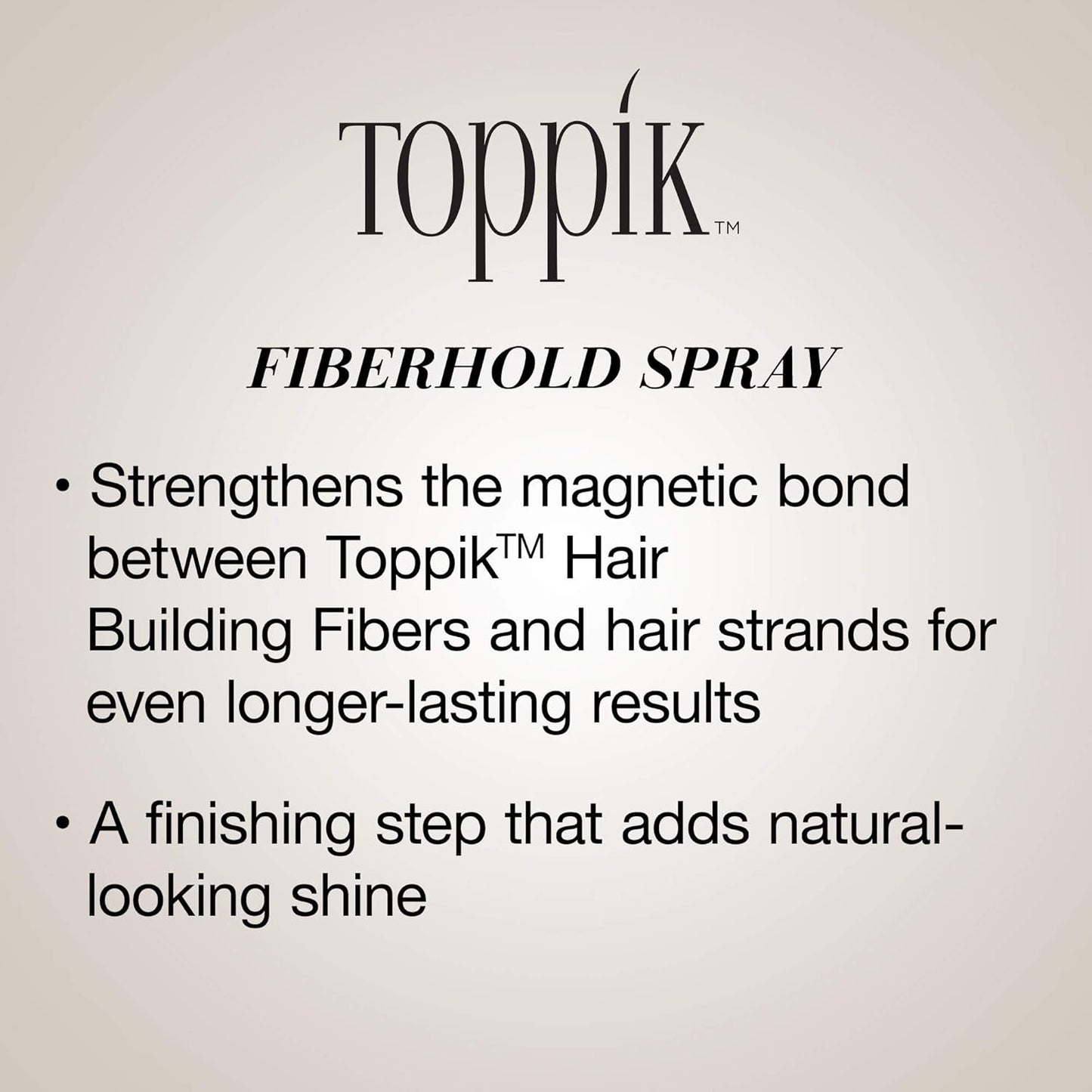 Close up of Toppik FiberHold Spray showing product directions and ingredient details.
