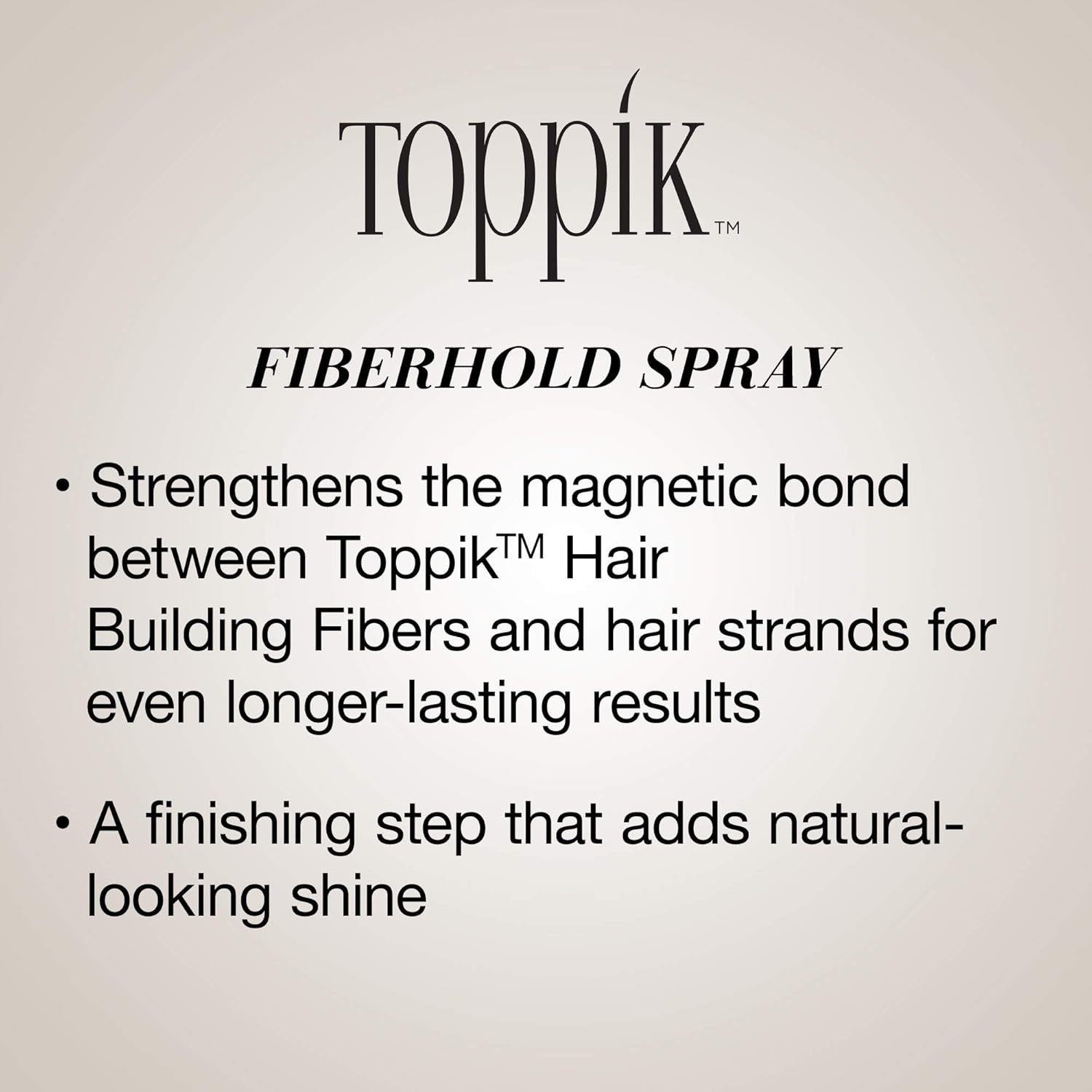 Close up of Toppik FiberHold Spray showing product directions and ingredient details.